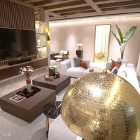 Rumah dengan konsep vila yang compact ini terdiri dari ruang keluarga dengan TV 75 inchi, dapur yang luas, beberapa kamar tidur dan area outdoor. Foto: Tangkapan layar YouTube/Sule Channel