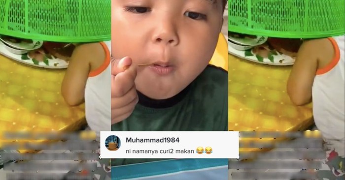 Bikin Ngakak! Demi Bisa Curi Makanan, Bocah Ini Ngumpet di Tudung Saji