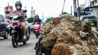 Hingga pukul 10.00 WIB, tiang belum diangkut.