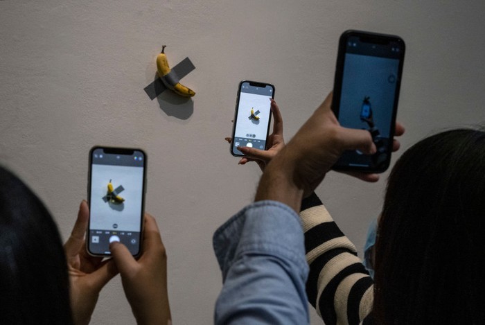 BEIJING, CHINA - NOVEMBER 28: Visitors take pictures of  the work 