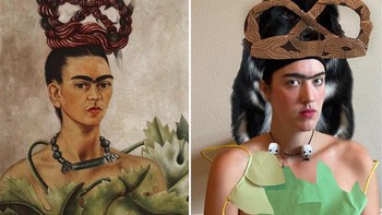 Mereplika lukisan Self Portrait with Braid. Foto: Reddit.com/GettyMuseumChallenge/