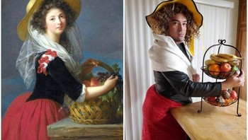 Mereplikasi lukisan Potrait of Marie-Gabrielle de Gramont. Foto: Reddit.com/GettyMuseumChallenge/