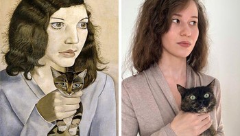 Lukisan Girl with a Kitten. Foto: Reddit.com/GettyMuseumChallenge/