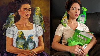 Mereplikasi Frida Kahlo. Foto: Reddit.com/GettyMuseumChallenge/