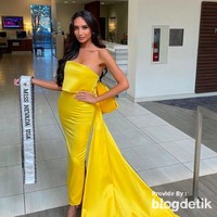 Tampil dengan dress tuning yang cerah, inilah penampilan Kataluna saat registrasi untuk Miss USA 2021. Foto: dok. Instagram/@mskataluna