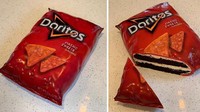 Siapa penggemar keripik Doritos? Tapi sayangnya ini bukan keripik sungguhan melainkan kue yang didesain seperti kemasan keripik. Foto: Instagram @lukevincentini