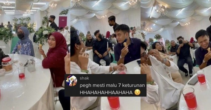 Ngakak! Pria Ini Bajunya Sama dengan Pelayan Katering di Acara Kondangan