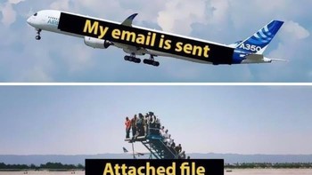 Pastikan attachment sudah ikut terkirim juga. Foto: corporate_millennial_memes via Bored Panda