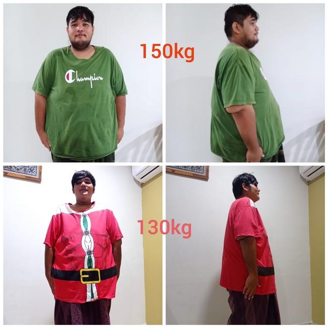 Sebelumnya berat badan Ahmad mencapai 214 kg. Saat itu diakui Ahmad bahwa dirinya sering mendapat ejekan hingga sulit mendapatkan pekerjaan. Kamar saya hampir tidak memiliki cermin kecuali jendela kamar. Kalau diri saya tampak di cermin, tidak ingin melihat, kecewa dan marah di dengan diri sendiri. Banyak teman terdekat saya yang tahu cerita saya pergi mencari pekerjaan tetapi tidak ada yang mau menerima, jelas Ahmad. Foto: Facebook