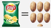 Sekantong potato chips ukuran sedang berisi enam butir lebih sedikit kentang asli. @depositphotos via brightside