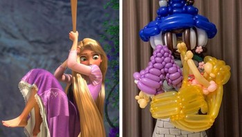 Ratu Rapunzel si rambut panjang. Foto: Instagram/balloonnaart
