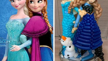 Ratu Elsa dan Putri Anna dari film animasi Frozen. Foto: Instagram/balloonnaart