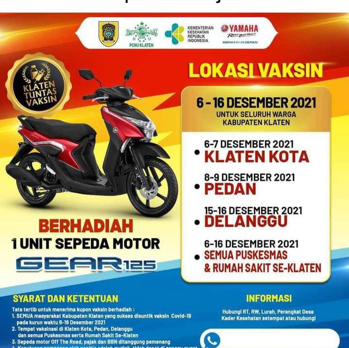 vaksinasi berhadiah motor di klaten