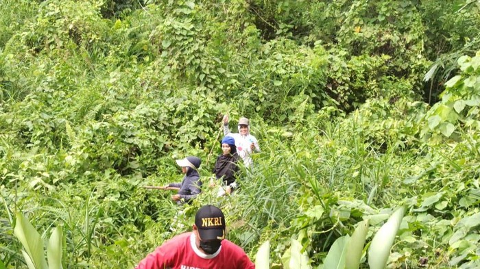 Pencarian yang dilakukan relawan dan warga di gunung Sendawar di lokasi Muhammad Hasbi menghilang Misterius (Istimewa)
