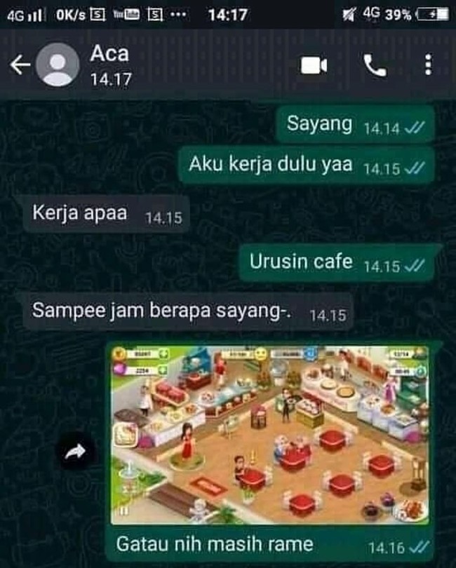 Ya iyasih urusin cafe.. Tapi ternyata cafe dunia maya kayak gini. Ada-ada saja memang ulah kocak pasangan yang bikin kesal sampai ke ubun-ubun. Foto: Instagram/@awreceh.id