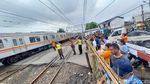 Penampakan KRL Anjlok di Dekat Stasiun Sudimara