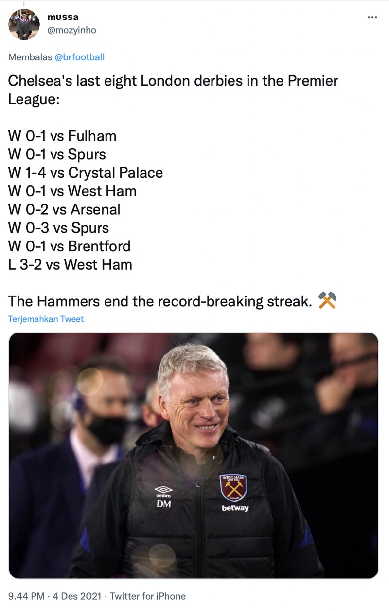 Meme Chelsea keok usai tumbang oleh West Ham United