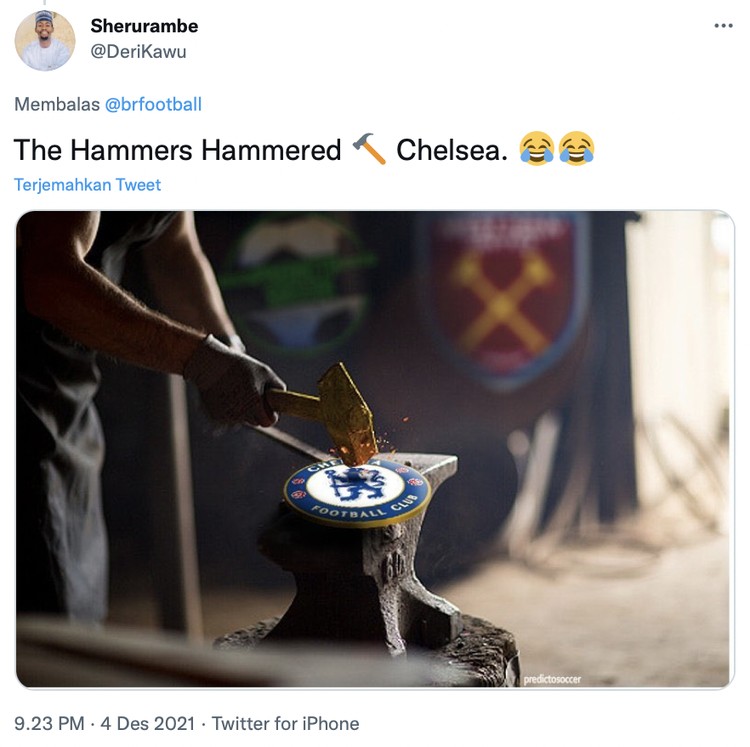 Meme Chelsea keok usai tumbang oleh West Ham United