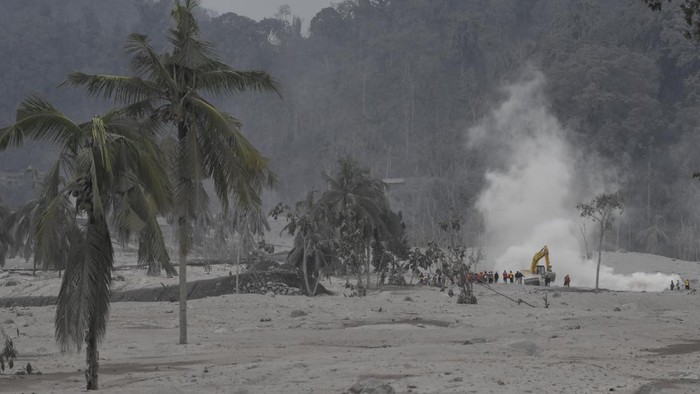 Tim SAR gabungan dikerahkan untuk cari dan evakuasi korban erupsi Gunung Semeru. Lokasi pencarian korban salah satunya dilakukan di Desa Sumber Wuluh, Lumajang.