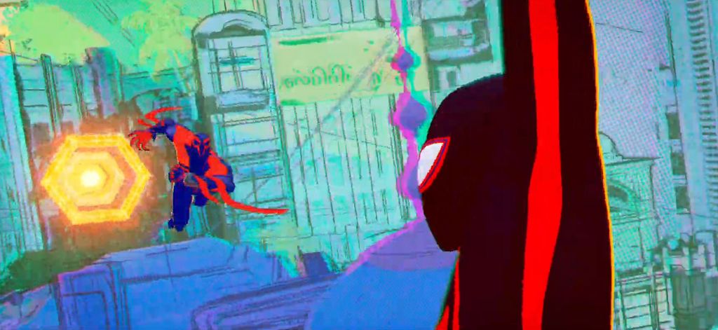 Cuplikan adegan dalam film Spider-Man: Across The Spider-Verse (Part One).