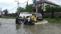 Kondisi banjir paling parah berada di Seminyak berada di Jalan Kunti II.