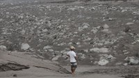 Mengutip laman BNPB, kondisi di sepanjang daerah aliran lahar di Curah Kabokan mengalami kerusakan dan tertutup material vulkanik dari awan panas guguran Gunung Semeru. AP Photo/Hendra Permana  