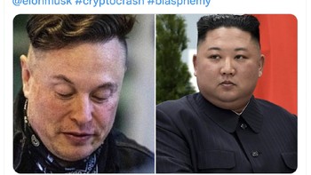 Netizen ini menganggap gaya rambut Elon Musk mirip-mirip dengan Kim Jong Un. Foto: Twitter