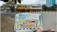 Sketsa langsung Masjid Lautze 2 oleh Penulis 2021