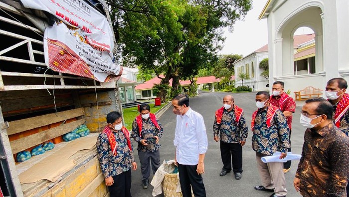 Potret Truk 3 Ton Jeruk Oleh-oleh Warga Karo ke Jokowi di Istana