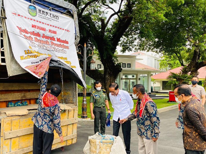 Potret Truk 3 Ton Jeruk Oleh-oleh Warga Karo ke Jokowi di Istana