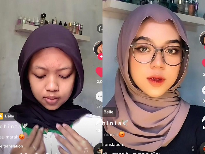 Transformasi makeup viral di TikTok bikin warganet takjub. Transformasi makeup viral di TikTok bikin warganet takjub.