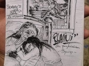 Viral Ilustrasi Haru Rumini dan Ibunya, Korban Semeru, Meninggal Berpelukan
