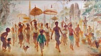 Pada 2013, karya Lee Man Fong yang terkenal sebagai pelukis istana di era Presiden Soekarno juga laku Rp 34 miliar. Lukisannya berjudul Balinese Procession atau Prosesi Warga Bali.Foto: Istimewa