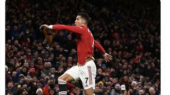 Menggunakan ilustrasi Ronaldo, dikatakan di sini bahwa senang melihat Arsenal kembali seperti dulu karena sudah cukup lama dirindukan. Foto: Twitter