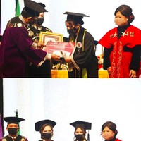 Lebih membanggakannya lagi, Prilly pun mendapatkan gelar sebagai Best of The Best Graduate. Inilah fotonya saat dia menerima piagam dan sejumlah hadiah dari kampusnya itu. Foto: dok. Instagram