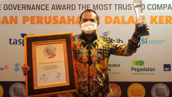 BTN meraih penghargaan kategori perusahaan paling terpercaya (The Most Trusted Companies) dalam ajang Indonesia Good Corporate Governance Award 2021.