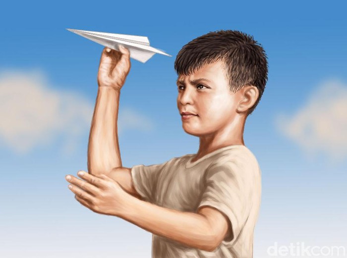 Ilustrasi cita-cita seorang anak ingin bisa menerbangkan pesawat seperti seorang pilot.