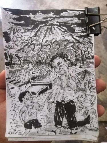 Ilustrasi pilu beredar viral di media sosial erupsi Semeru.