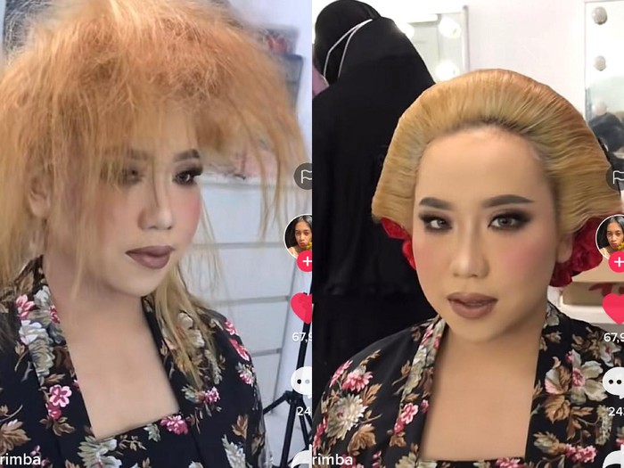 Viral wanita rambut pirang memakai paes. Viral wanita rambut pirang memakai paes.