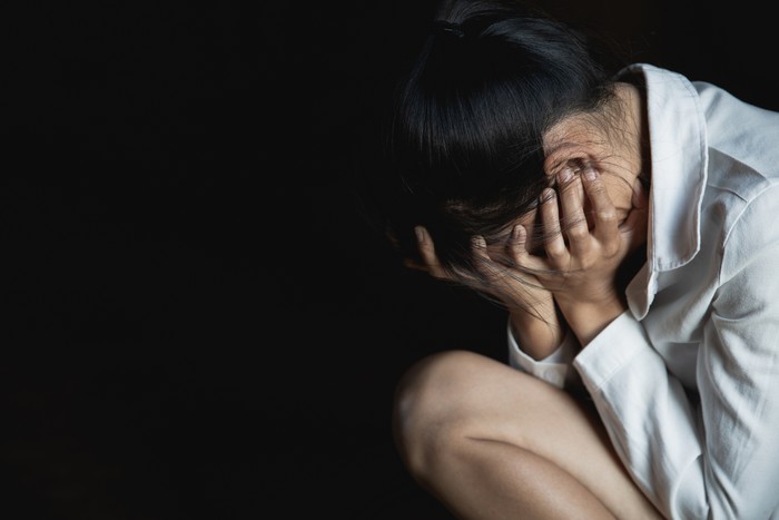 Despair. The concept of stopping violence against women and human trafficking,  International Womens Day