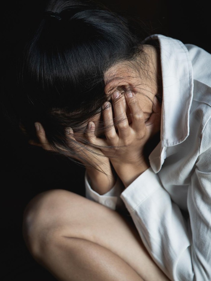 1195205515 Despair. The concept of stopping violence against women and human trafficking, International Womens Day