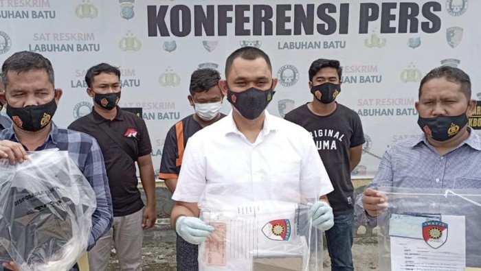 Konferensi pers kasus penipuan di Polres Labuhanbatu (Ahmad Fauzi-detikcom)