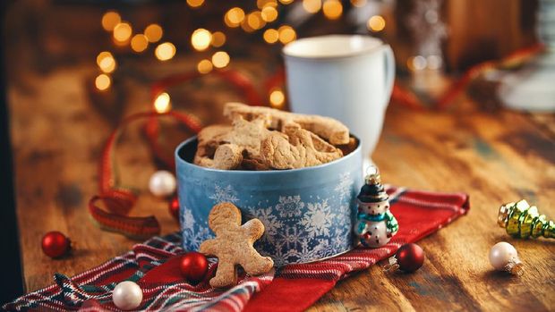 Fresh Baked Christmas Cookies in Christmas Home Atmosphere