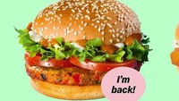 Menu burger sehat muncul di McDonalds Swiss. Menu ini mengkombinasikan burger dengan menu sehat yang patty nya terbuat dari quinoa. Ditambah salad dan saus kari. Foto: dok. McDonalds