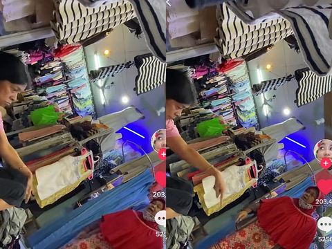 Viral emak-emak gibah soal Mayang di Pasar.