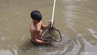 Dalam sehari, para pencari cacing sutra ini bisa mendapatkan cacing sekitar 9-10 liter cacing sutra.  