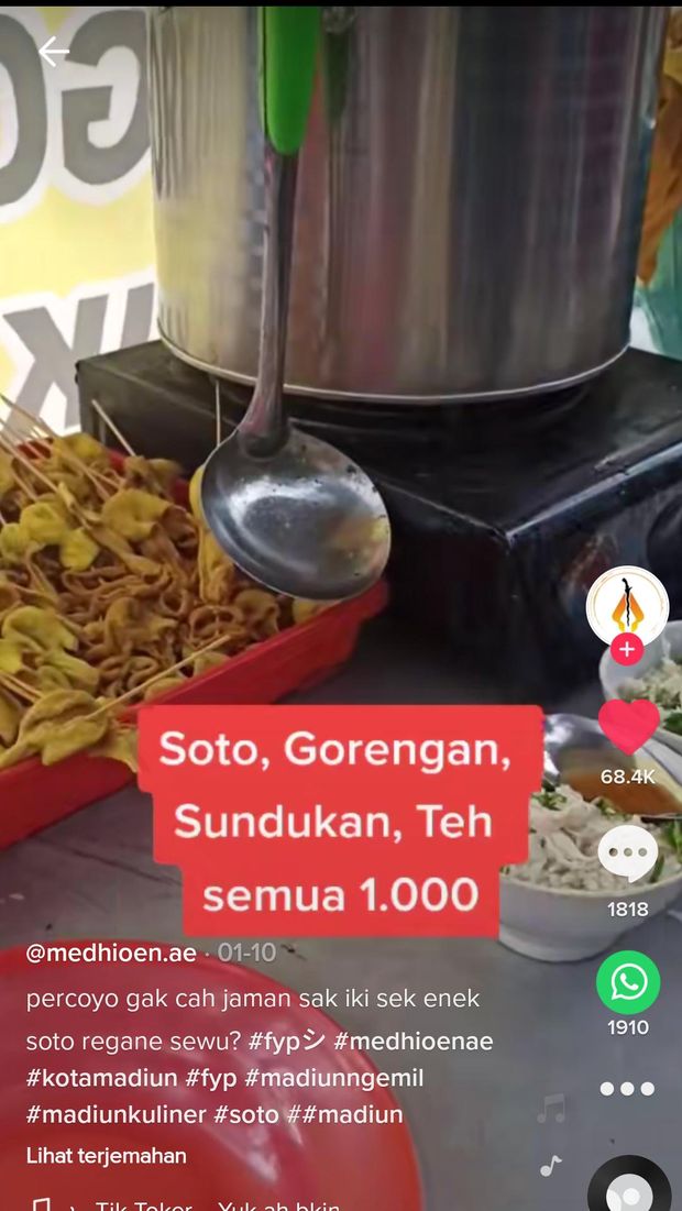 Ada Soto Semangkok Rp 1.000 di Madiun, Netizen: Pindahin ke Jakarta Dong!