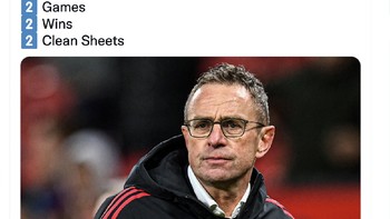 Dua kali pertandingan, Rangnick membawa MU meraih dua kemenangan sekaligus clean sheet. Foto: Twitter