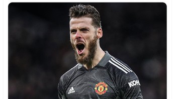 David De Gea melakukan lima kali penyelamatan di dalam kotak penalti kala melawan Norwich, tulis laporan ini. Foto: Twitter
