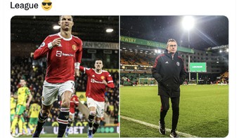 Kemenangan 1-0 atas Norwich menandai dua kali kemenangan berturut-turut bagi pelatih baru Manchester United, Ralf Rangnick. Foto: Twitter